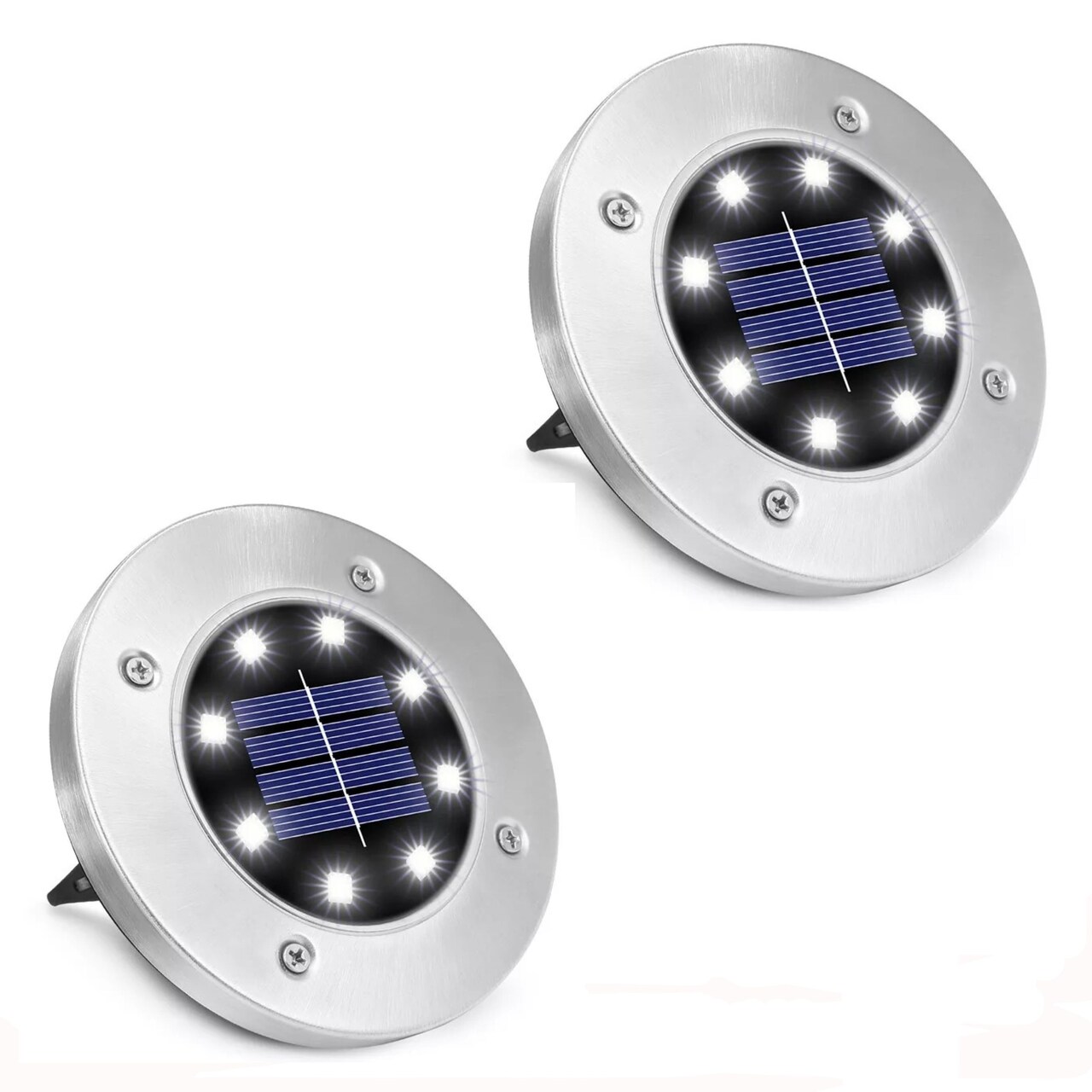 Solar In-Ground Lights Outdoor Lamps Disk Puck LED Lawn Pathway IP65